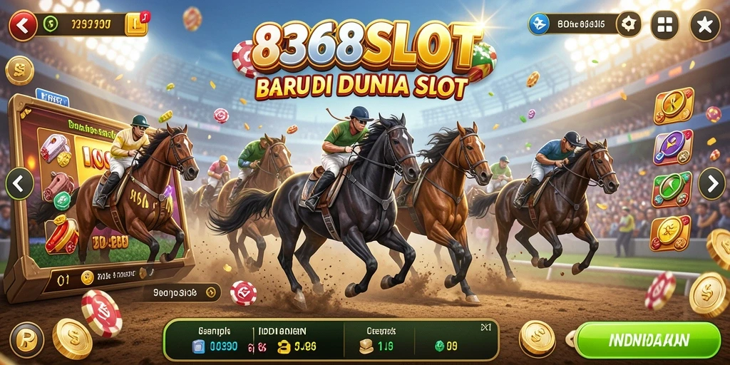 Screenshot 8368SLOT menampilkan aksi balapan seru dengan efek slot yang menarik.