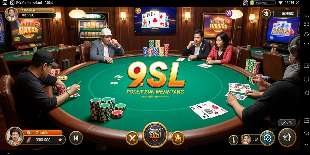 Tampilan gameplay Poker yang menarik dan seru di 9SL.