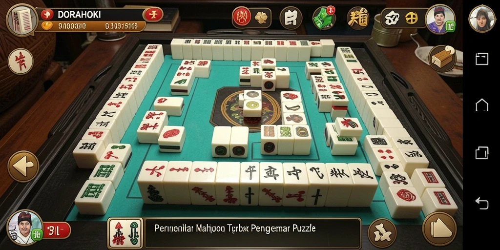 Gameplay Mahjong menantang di DORAHOKI dengan grafik menarik.