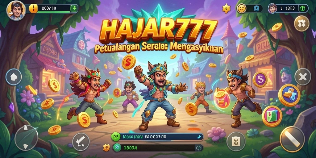 Tampilan utama gameplay HAJAR777 yang mengasyikkan dan penuh warna.