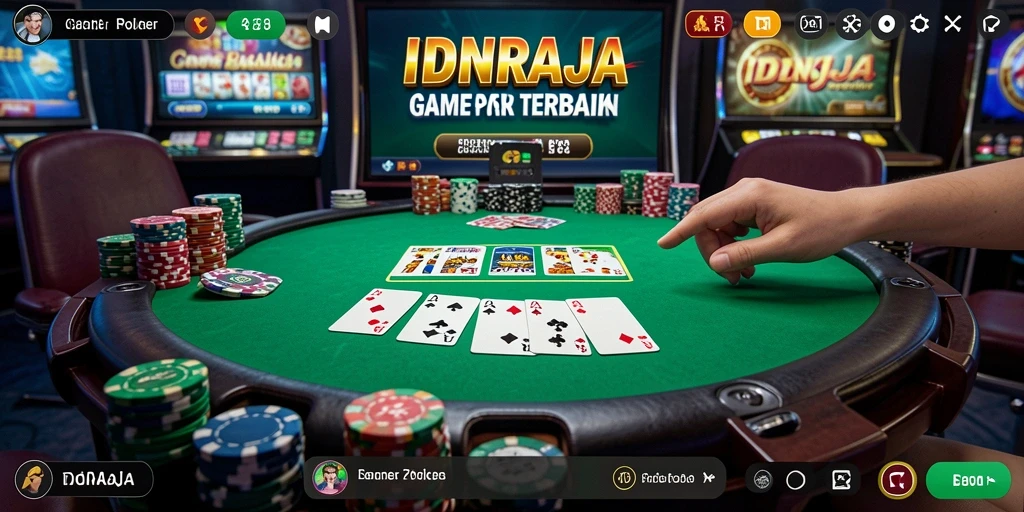Tampilan gameplay poker yang seru dan interaktif di IDNRAJA.