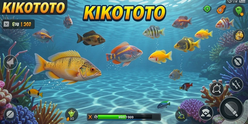 Tampilan gameplay KIKOTOTO dengan aksi Tembak Ikan yang seru.